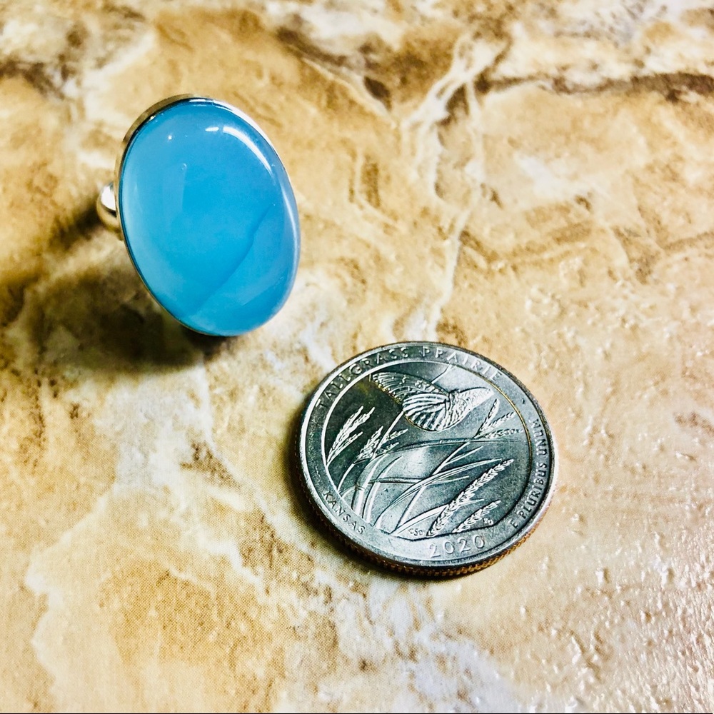 Sterling Silver Chalcedony Chakra Stone Ring 925
